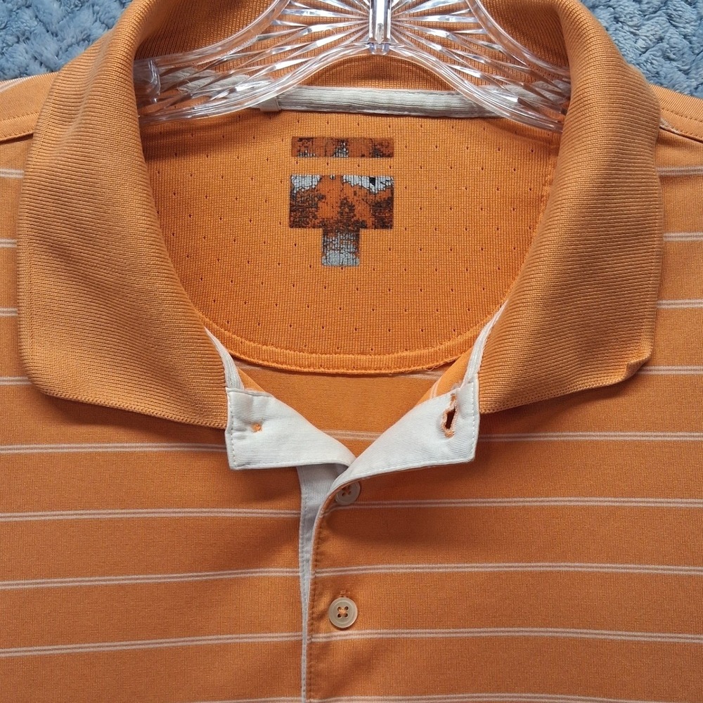 Adidas ClimaCool Mens Orange Striped Golf Polo Shirt Short Sleeve E29428 XL